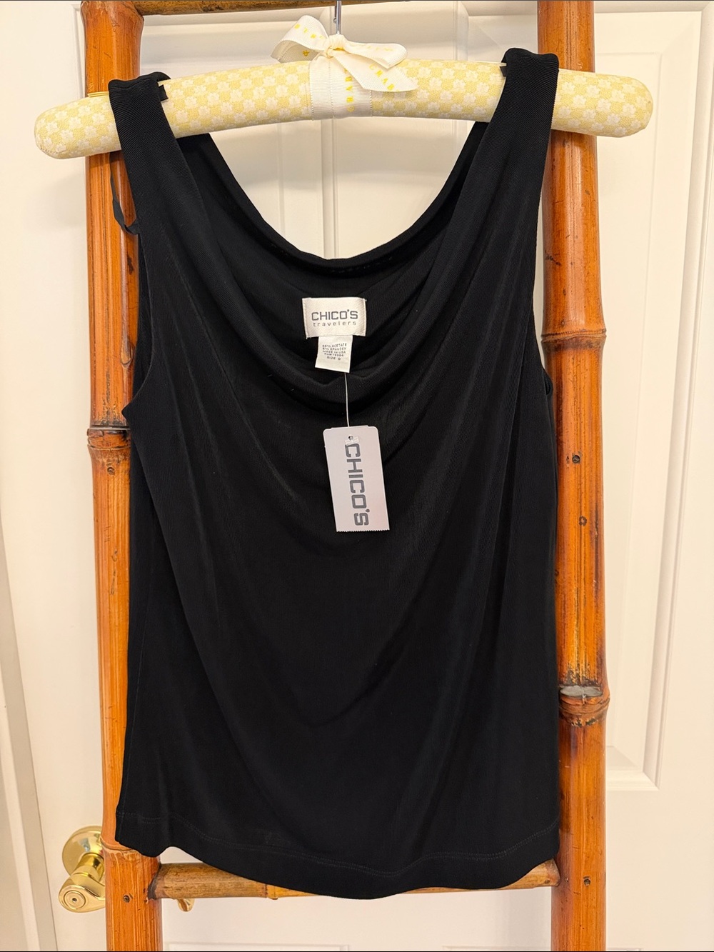 Chico's Black Sleeveless Draped Neck Tank
